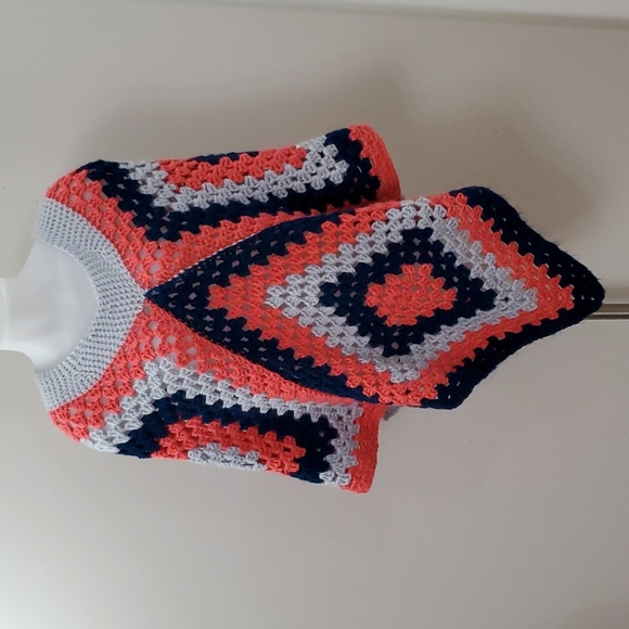 Sweaters - Boho Crocheted Poncho Retro Style One sz fits most